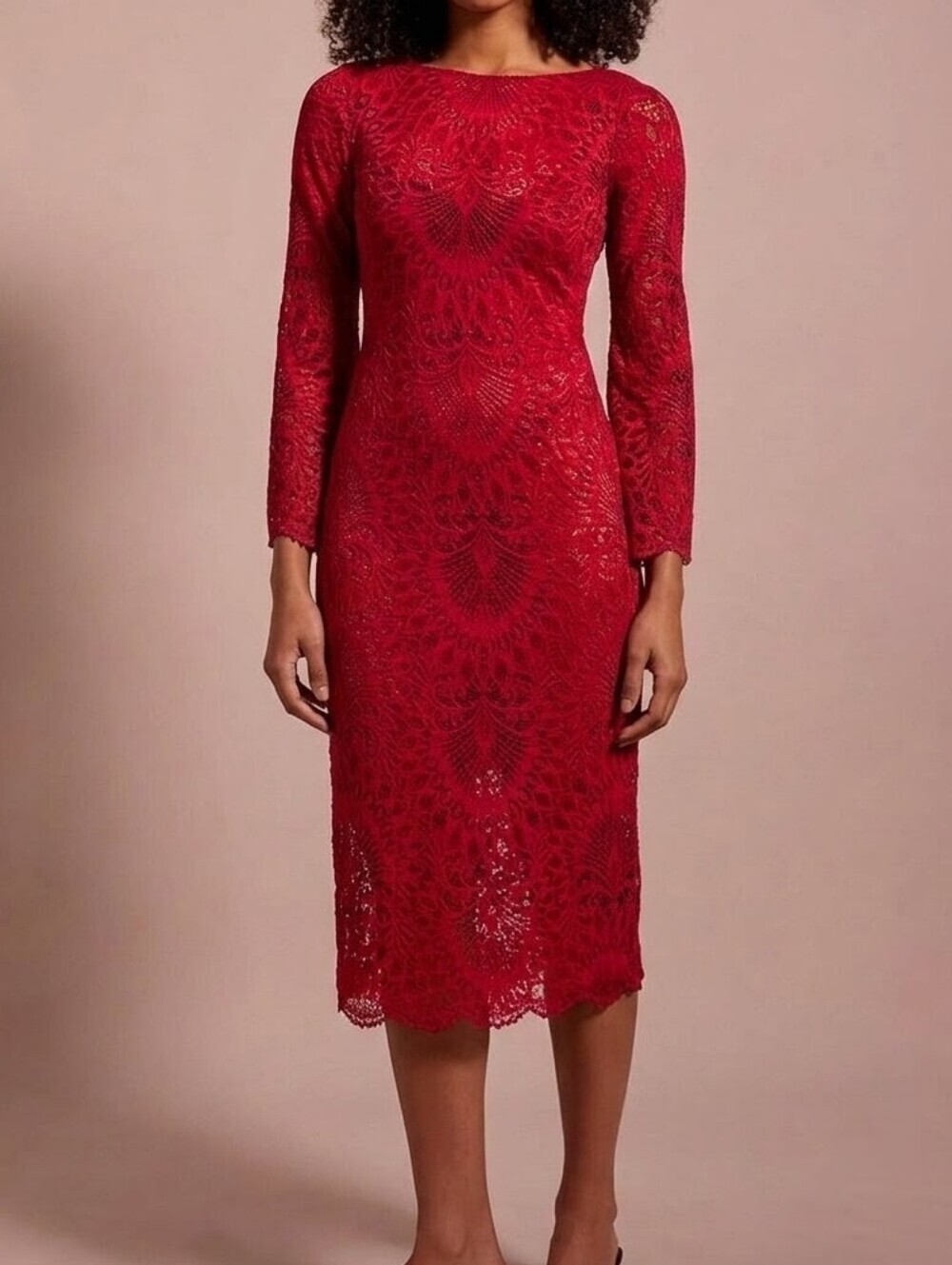 NIGHTCAP x Free People Women's Lanai Lace Midi Dress in Red, Size XS